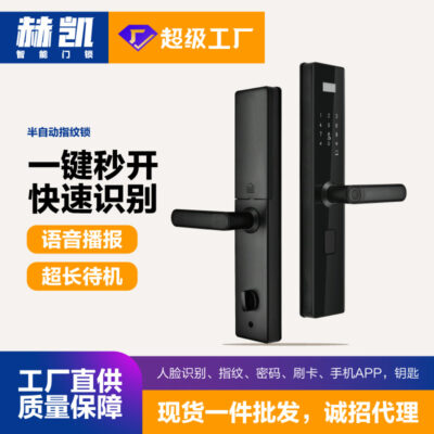 Nhà máy cung cấp trực tiếp khóa bán tự động hợp kim nhôm một tay nắm cửa chống trộm khóa vân tay khóa điện tử thông minh bán buôn