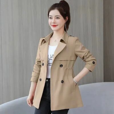 Tháng 2 và tháng 8 áo khoác ngắn nữ phong cách mẹ 2023 phong cách hot mùa xuân và mùa thu phù hợp với tất cả áo khoác cỡ lớn áo gió mới