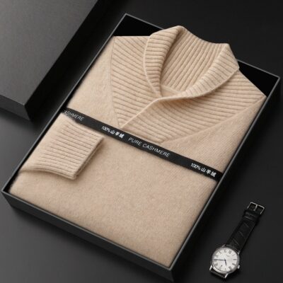 Mùa Thu Đông 2022 Mới Khăn Choàng Nam Cổ Áo Len Cashmere Nguyên Chất 100% Nam Phong Cách Hàn Quốc Hợp Thời Trang Dệt Kim Có Ve Áo