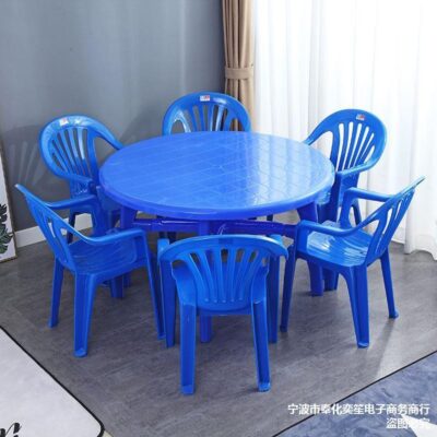 Bàn ghế ngoài trời không thấm nước chợ đêm quầy hàng thực phẩm kết hợp nhựa bãi biển ngoài trời thương mại vuông bàn tròn thịt nướng bàn ăn thông thường