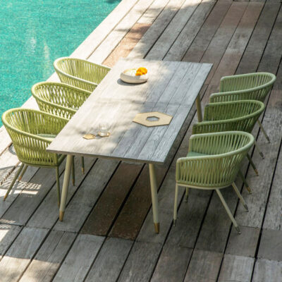 Bàn ghế mây giải trí ngoài trời kết hợp vườn sân ghế cà phê phòng tắm nắng ban công ngoài trời ghế mây bàn dài gỗ tếch