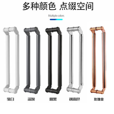 Thép không gỉ dày màu đen titan tay nắm cửa kính hoa hồng vàng cửa kính kéo tay vịn tay nắm cửa tay cầm