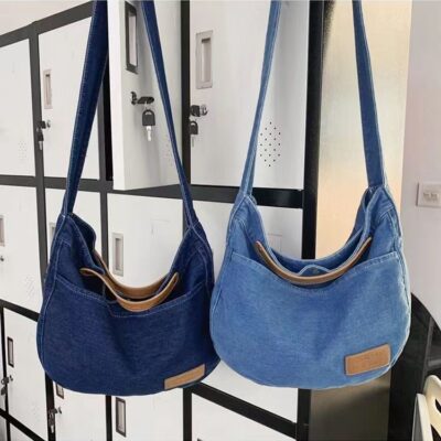 Túi đeo chéo denim nữ 2023 mới thường ngày túi vải canvas dung tích lớn sinh viên đại học lớp túi đi làm túi đeo vai