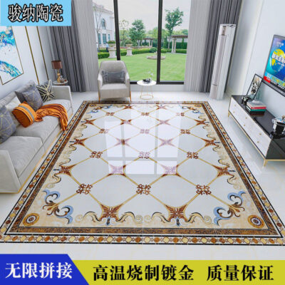 Gạch khảm Sàn gỗ phong cách châu Âu gạch lát sàn phòng khách 800*800 lối vào lối đi hành lang gạch khảm pha lê được đánh bóng