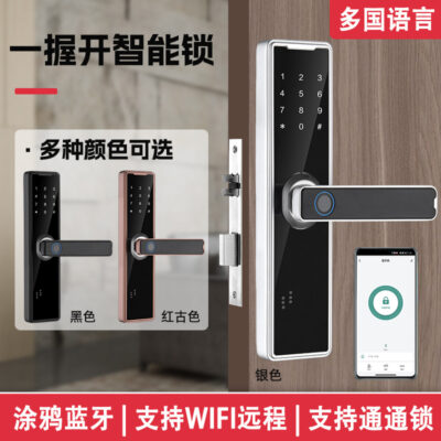 Một nắm để mở cửa bên trong khóa vân tay điện tử thông minh cửa phòng văn phòng cửa gỗ kết hợp khóa graffiti căn hộ