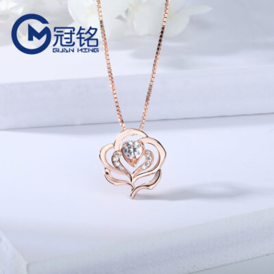 Mặt Dây Chuyền Hoa Hồng S925 Bạc Mới Phụ Kiện Dát Zircon Hoa Hồng Vòng Cổ Lễ Tình Nhân Tặng Bạn Gái
