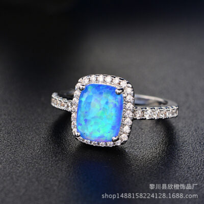 quốc tế chúc phong cách Âu Mỹ mới nhiều màu hồng kim cương opal Nhẫn thời trang zircon đơn giản nhẫn trang sức bán buôn
