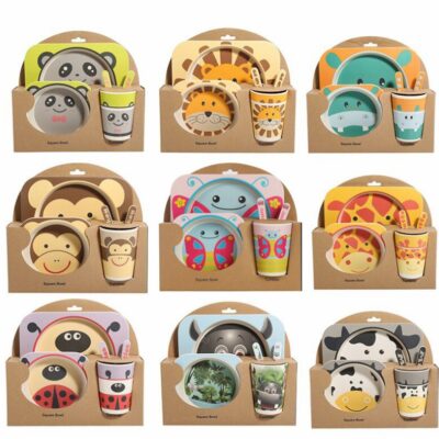 Bộ đồ ăn 5 món dễ thương sáng tạo mới cho bé bằng sợi tre an toàn, hợp vệ sinh và thân thiện với môi trường