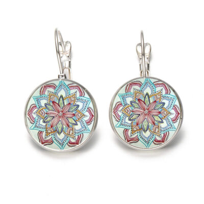 Chúc Bán Hoa Mạn Đà La Thời Gian Đá Quý Henna Móc Tai Âu Mỹ Retro Pháp Thanh Lưng Bông Tai