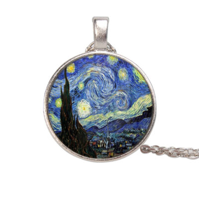 Retro Van Gogh Bầu Trời Đầy Sao Thời Gian Mặt Dây Đá Quý Vòng Cổ Châu Âu Và Châu Mỹ Trang Sức Bán Buôn EBAY Chúc Bán