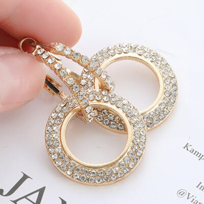 Bông tai bạc hình tròn đính đá kim cương dài khí chất Hàn Quốc cá tính phù hợp với tất cả Bông tai phóng đại kiểu Âu Mỹ cho nữ