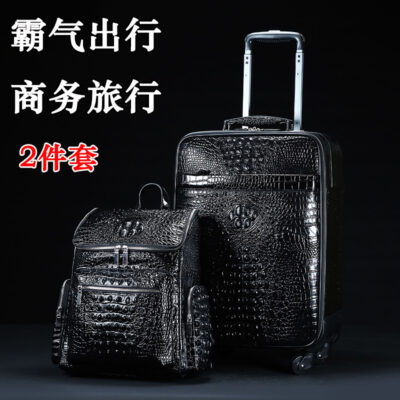 Xuất Khẩu Sang Thái Lan Da Thật Da Cá Sấu Hoa Văn Vali Nam Da Bò Lớp Trên Đa Năng Vali Có Bánh Xe Lên Vali Xe Đẩy 20