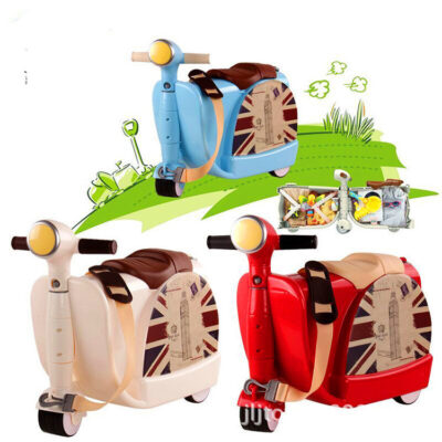 Vali xe máy trẻ em vali hai trong một có thể đi có thể ngồi nam nữ xe đẩy hộp đồ chơi