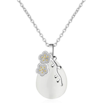 Mặt dây chuyền opal hình giọt nước nữ vòng cổ hoa anh đào nhỏ tươi ins trái tim cô gái xương quai xanh ngắn mặt dây chuyền