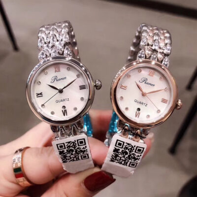 Khí Quyển Mới Đồng Hồ Nữ Xu Hướng Hàn Quốc Lưới Màu Đỏ Nhỏ Đơn Giản Dây Thép Kim Cương Thường Ngày Đồng Hồ Nữ Thạch Anh Chống Thấm Nước