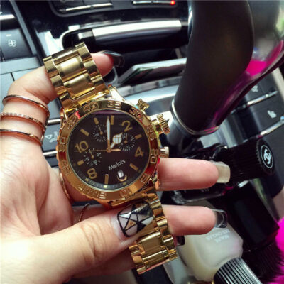 Marsalie Cá Tính Xu Hướng Mặt Lớn Dây Thép Đồng Hồ Nữ Đồng Hồ Nữ Thời Trang Local Tyrant Vàng 6 Kim Lịch Mẫu Unisex