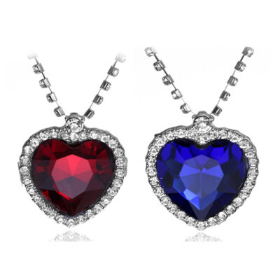 Châu Âu và Mỹ trang sức phổ biến Titanic trái tim của đại dương vòng cổ sapphire đào trái tim kim cương mặt dây chuyền áo len chuỗi