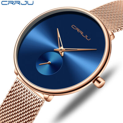 CRRJU/Kajun mới 2165 nữ dây đeo bằng thép không gỉ dạng lưới đồng hồ thời trang đơn giản rung sinh viên ma