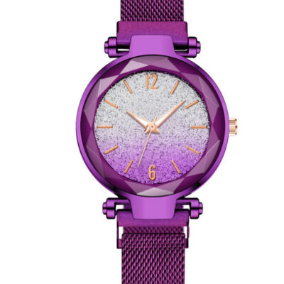 Đồng hồ nữ phiên bản Hàn Quốc xu hướng thời trang bầu trời đầy sao sáng bóng thạch anh bầu không khí thanh lịch đồng hồ thạch anh khối lượng lớn thuận lợi