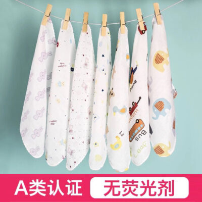 Khăn tay cotton nguyên chất Nishimatsudai khăn tay gạc 2 lớp khăn thấm nước bọt cho bé khăn vuông nhỏ khăn ăn cho bé in logo