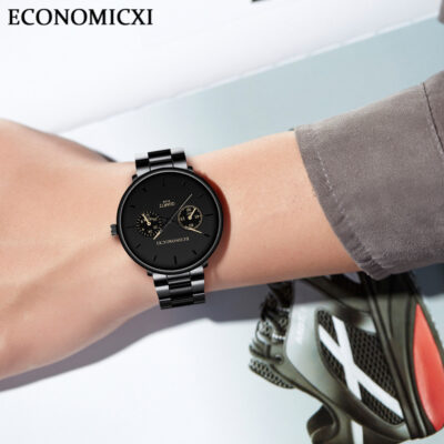 ECONOMICXI đồng hồ mới đa năng thể thao sinh viên nam dây thép nam đồng hồ thời trang đồng hồ nam
