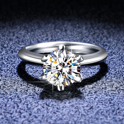 T Họ S925 Nhẫn Bạc Moissanite Nhẫn Nữ Nhẫn Cổ Điển 6 Móng Vương Miện Nhà Sản Xuất Nhẫn Đính Hôn Truyền Hình Trực Tiếp