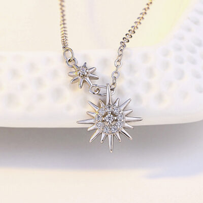 Chất Liệu Bạc 925 Bạch Kim Đơn Giản Cuốn Sách Nhỏ Màu Đỏ Vòng Cổ Mặt Trời Phong Cách Bùng Nổ Hàn Quốc Bạc Lưới Màu Đỏ Thời Trang Chuỗi Xương Đòn Khảm Siêu Nhỏ