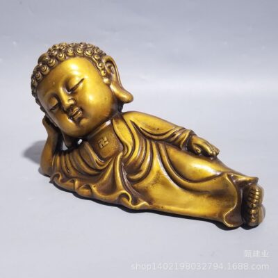 Đồng nguyên chất thủ công tượng Phật bằng đồng tượng Phật nằm Như Lai Phật trang trí nhà bán buôn tùy chỉnh-thực hiện