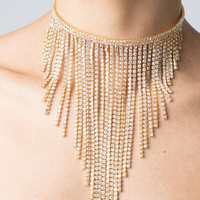 Xuyên biên giới cá nhân sang trọng rhinestone tua vòng cổ vòng cổ đơn giản và linh hoạt phóng đại chuỗi xương đòn kim cương mới bán buôn
