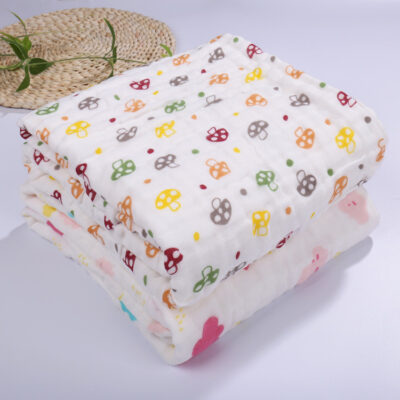6 lớp rửa sạch bong bóng bé sơ sinh gạc bông khăn vuông Pumi 110*110 khăn tắm cho bé jacquard chăn bông cho bé