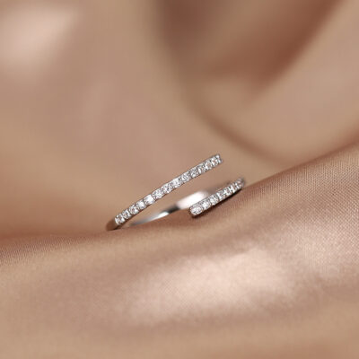 Nhẫn mở đơn giản mạ bạc 925 Thiết kế lưới đỏ kiểu Hàn Quốc tạo cảm giác khí chất phù hợp với mọi người nhẫn zircon nữ