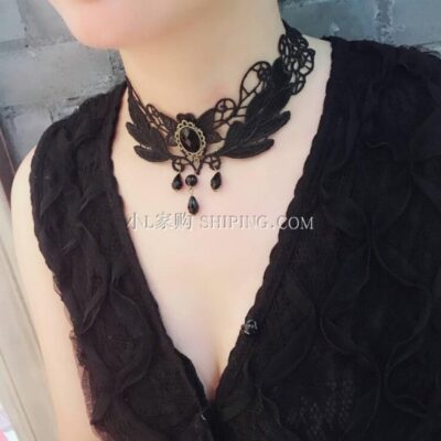 Nhà máy bán trực tiếp đơn giản thời trang nữ vòng cổ ren phiên bản Hàn Quốc đá quý handmade vòng cổ choker vòng cổ bán buôn