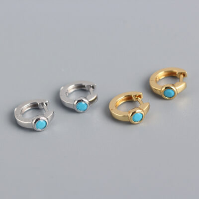 YHE0195 Âu Mỹ Nhẹ Sang Trọng S925 Bạc INS Thổ Nhĩ Kỳ Màu Xanh Zircon Bông Tai Thiết Kế Cảm Giác Đa Năng Bông Tai Bạc