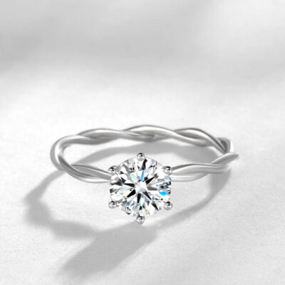 JZ399 Xoắn Mây Một Carat Mô Phỏng Kim Cương Nhẫn Nữ 1 Carat Trắng Đồng Mạ Bạch Kim Đơn Nhẫn Cưới Kim Cương