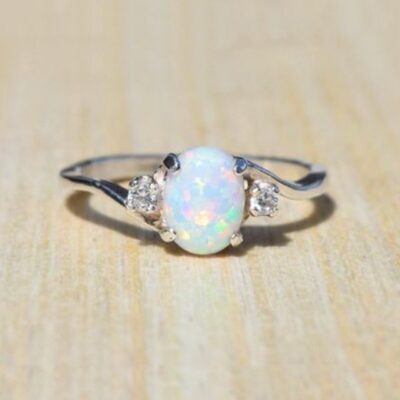 Nhẫn opal quốc tế chúc bán nổ trang sức Âu Mỹ nhẫn đôi thời trang cầm tay trang sức đá quý nhẫn nữ