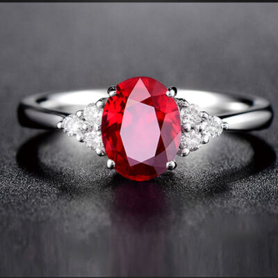 Nhẫn ruby hình bầu dục bán chạy nhất Châu Âu và Mỹ Nhẫn sapphire bốn móng nhiều màu kho báu sống miệng Nhẫn kim cương thạch anh tím nữ