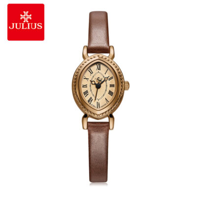 JULIUS Julis Oval Belt Quartz Movement Đồng hồ đeo tay nữ thời trang nhỏ gọn chống thấm nước JA-567