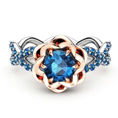 Hechen mong muốn bán chạy đồ trang sức phổ biến ở châu Âu và Mỹ mới mạ điện hai màu dát nhẫn đính hôn zircon hình quả trứng ngỗng