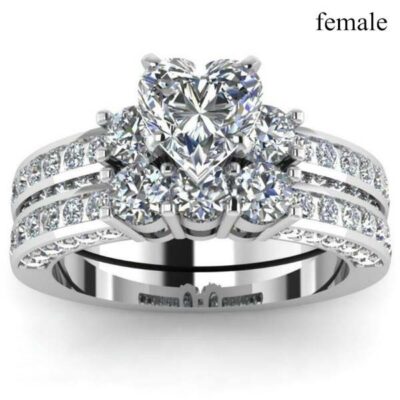 Hecheng chúc bán chạy đồ trang sức phổ biến châu Âu và Mỹ nhẫn đôi mới, nhẫn đính hôn zircon mạ điện
