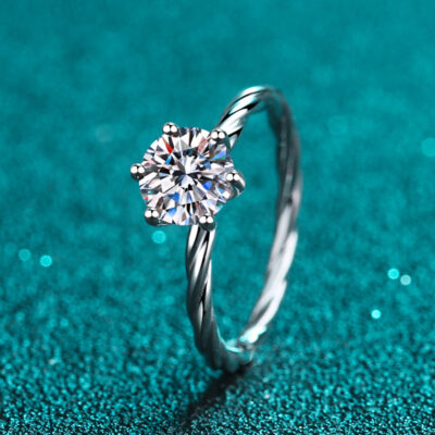 Moissanite nhẫn nữ S925 mạ bạc pt950 vàng nhẫn kim cương nữ xoắn vòng tay nhà máy cung cấp trực tiếp