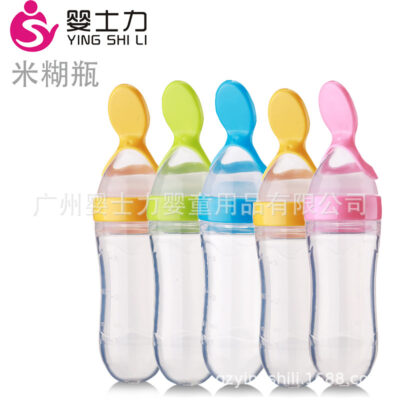 Bé Shili Silicone Lỏng Bóp Cơm Thìa Dán Trẻ Sơ Sinh Bổ Sung Thức Ăn Thìa Cơm Cho Bé Dán Bú Bình Bộ Đồ Ăn