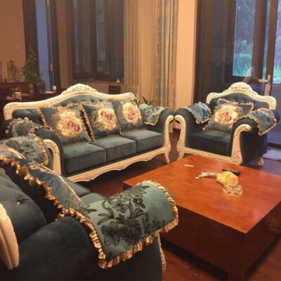 Sofa vải phong cách Châu Âu ghế sofa phòng khách thẩm mỹ viện sofa khắc gỗ nguyên khối sofa căn hộ nhỏ sofa kết hợp sofa