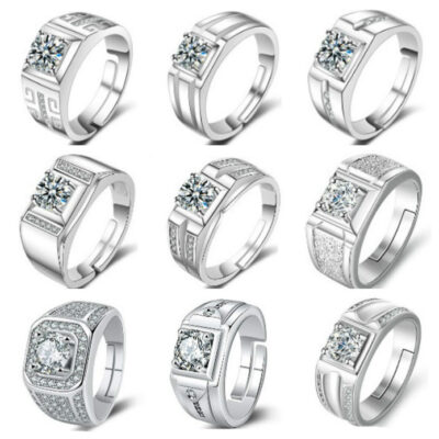 Nhẫn đôi nguồn sống Nhẫn giả moissanite nhẫn cưới mở Nhẫn nữ mạ vàng Nhẫn nam bán buôn Châu Âu và Mỹ