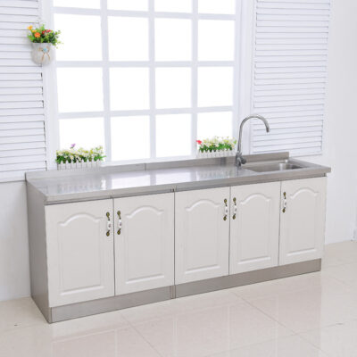 Tủ hoàn thiện lắp ráp đơn giản tiết kiệm bếp tủ bếp bề mặt thép không gỉ chống thấm tủ chậu rửa bát gia đình nhà bếp