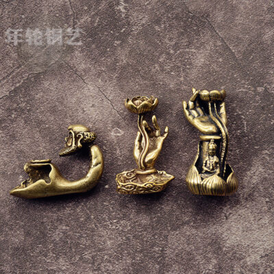 Đồng lá sen lá sen chảy ngược hương Bồ Đề Đạt Ma tổ sư đồ đồng đồ trang trí cam bergamot lư hương giá Phật cắm ba loại