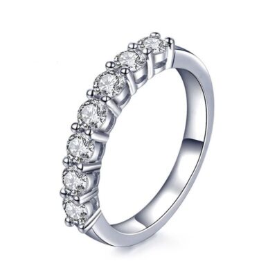 Mujing 2023 mới thiết kế đơn giản nhẫn kim cương carbon cao ngón trỏ nhẫn nữ bạc S925 lưới đỏ nhẫn kim cương 7 hàng nhẫn kim cương