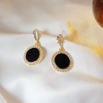 s925 kim bạc phiên bản Hàn Quốc khí chất đơn giản tất cả các trận đấu hình học ban đầu mảnh loại rhinestone khảm bông tai bông tai một mảnh