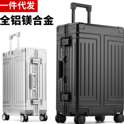 Hộp đựng xe đẩy bằng hợp kim nhôm-magiê Manet Bánh xe đa năng vali sinh viên nam và nữ hoàn toàn bằng nhôm vali kinh doanh