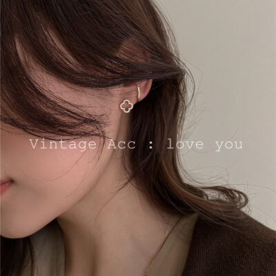 Hoa tai hoa hình học phong cách retro Hàn Quốc Hoa tai đi làm bằng đá giả phiên bản Hàn Quốc hợp thời trang Hoa tai lưới rỗng màu đỏ