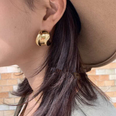 Âu Mỹ Ins Thời Trang Xoắn Bông Tai Vòng Tròn Không Đều Phiên Bản Rộng Kim Loại Mịn Gió Lạnh Bông Tai Bông Tai Nữ